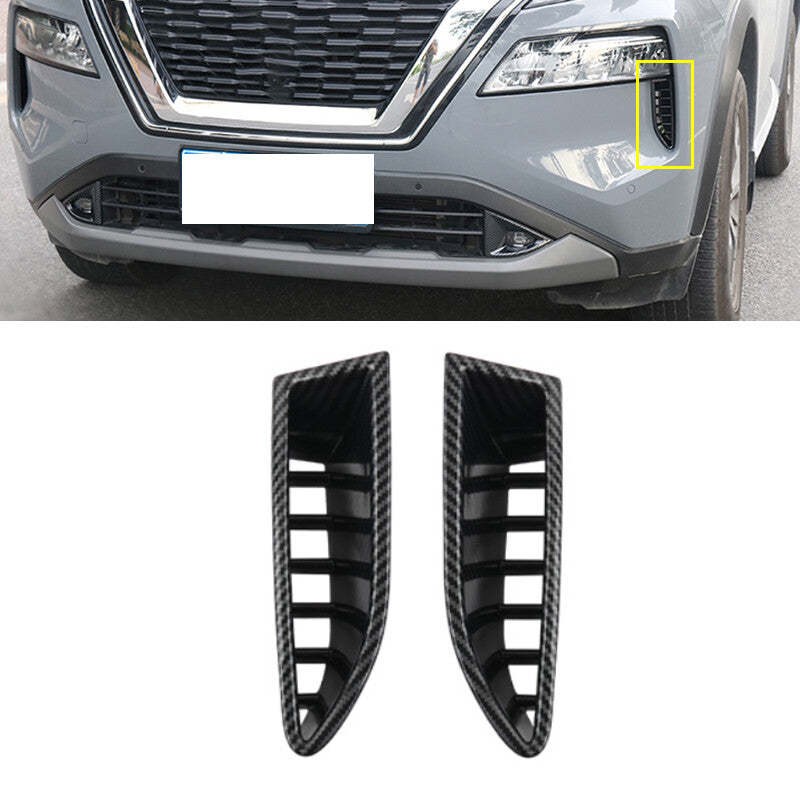Pair for Nissan Rogue 2021-2022 ABS Carbon Fiber Headlight Eyelid Vents Tirm