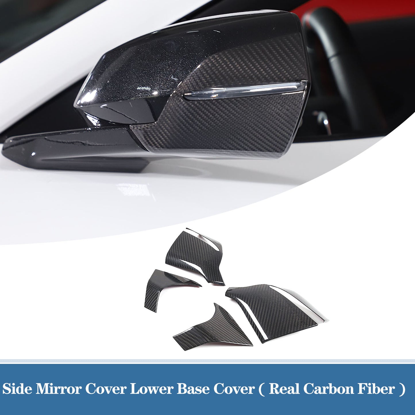 Carbon fiber side mirror cover lower base cover for C8 for Corvette 2020 - 2023 Coupe