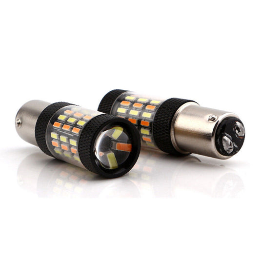 2-pack 1157 LED dual-color white/amber switch turn signal bulbs 12V-24V- n
