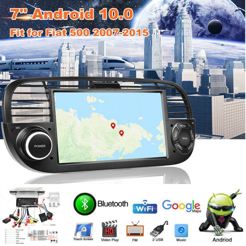 7-inch Bluetooth Android 10.0 Car Stereo Radio with WIFI and GPS, suitable for Fiat 500. (07-15) n