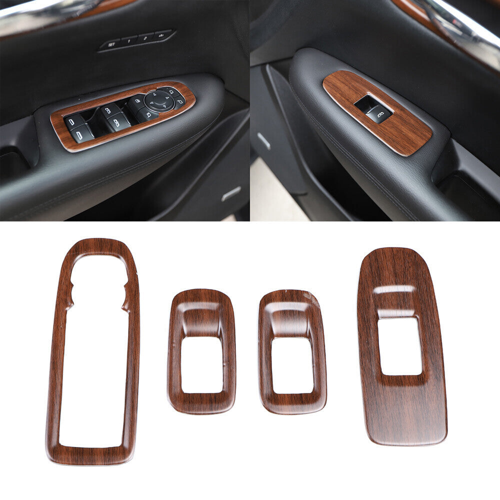 for Cadillac XT5 2017-2014 Matt Wood Grain Door Window Switch Lift Cover Trim 4P