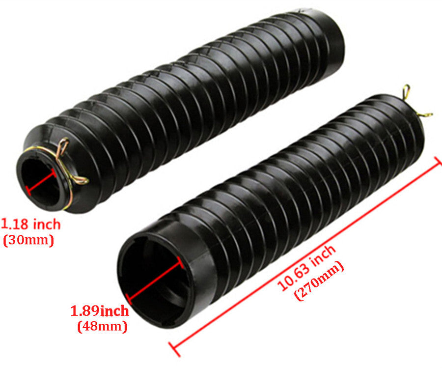 2x Black Rubber Motorcycle Front Fork Gaiters Boot Protector Cover Seal US Stock Q