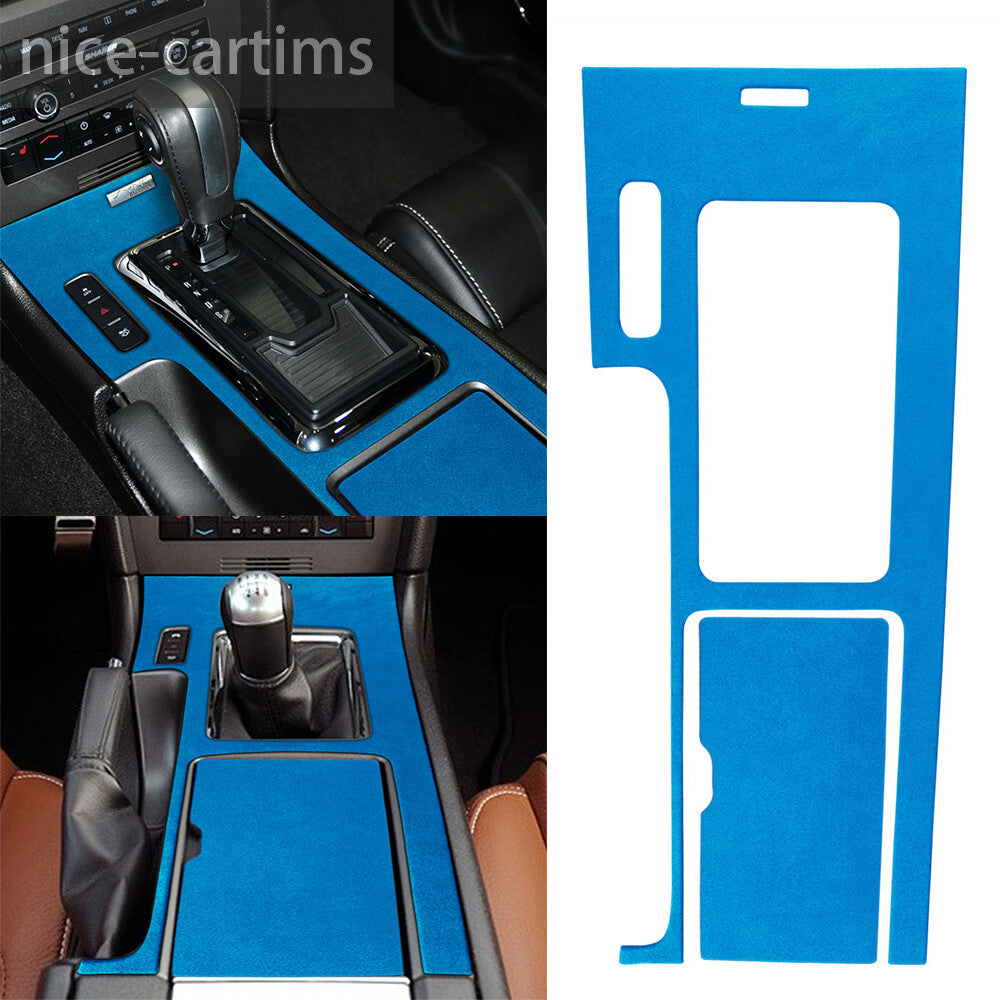 Suede Blue Central Control Gear Shift Box Panel Cover for Ford for Mustang 2009-2013