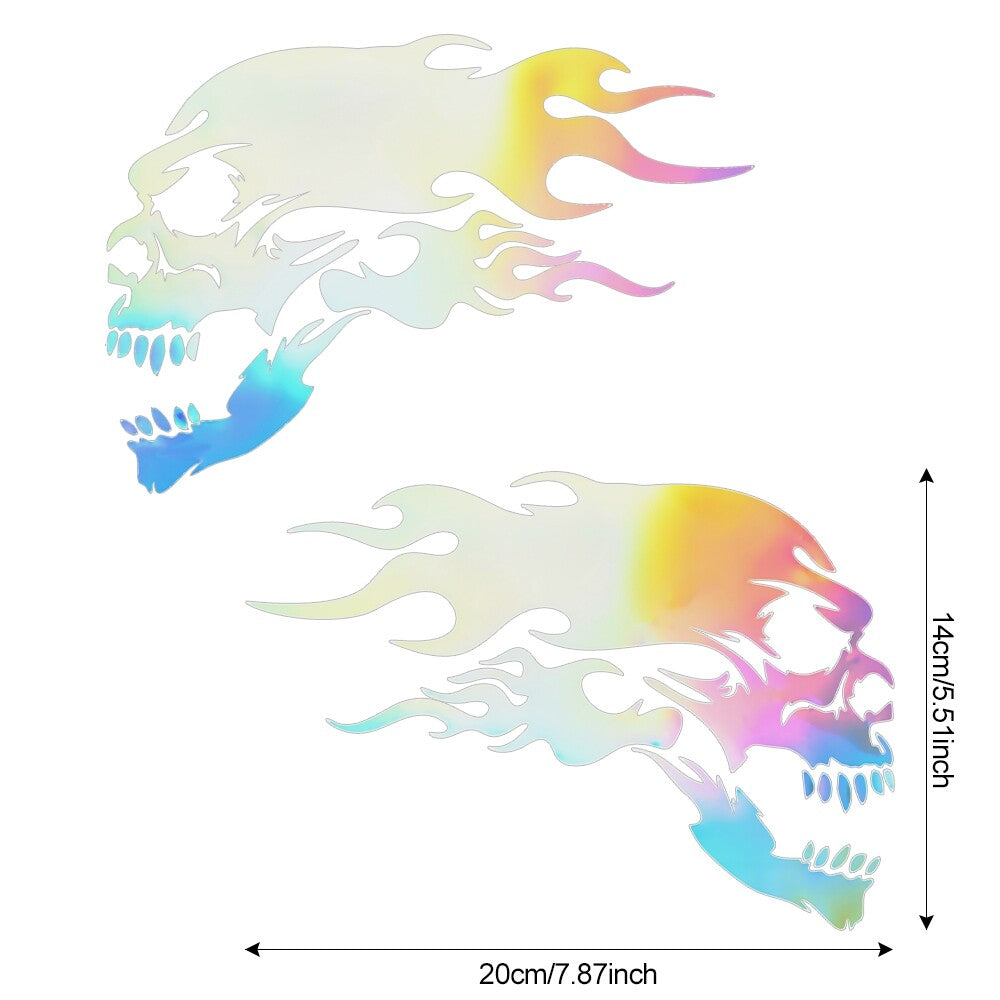 2x Skull Flame Stickers PVC Decals for Car Motorcycle Car Body Sticker Colorful
