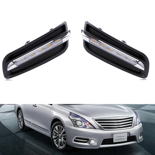Pair Front Daytime Driving Running Light+Frame CoverFor Teana 2010-2012 v