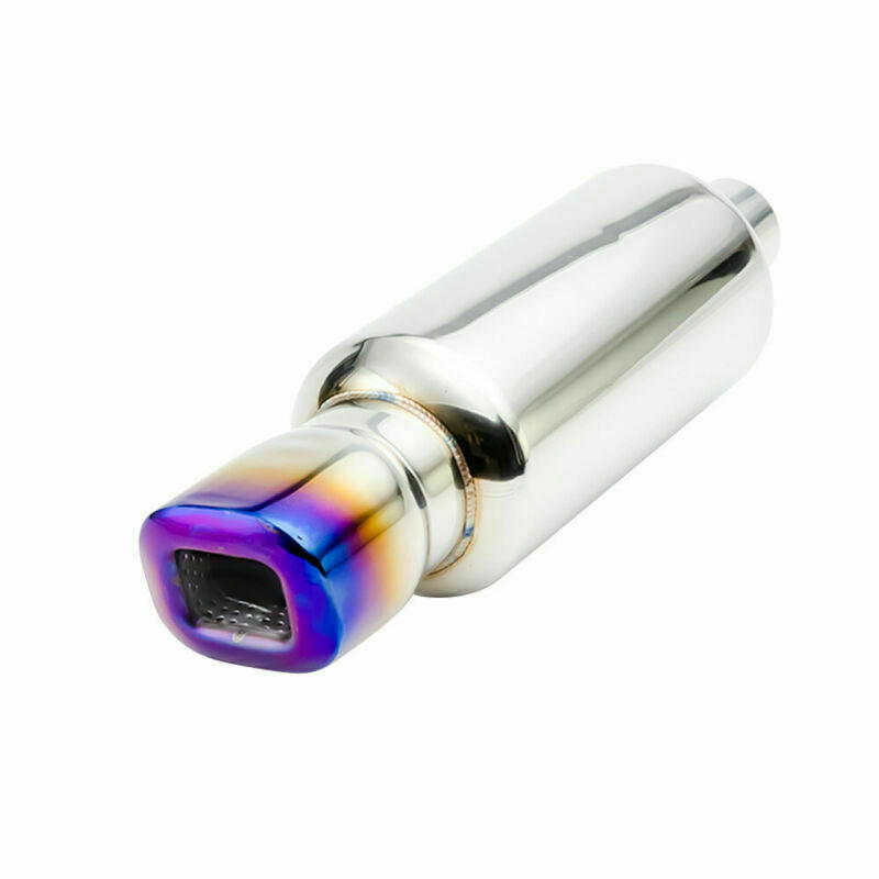 2 ID Rear Exhaust Muffler Pipe Tips High Flow 4.5 Body Moto Square Tip