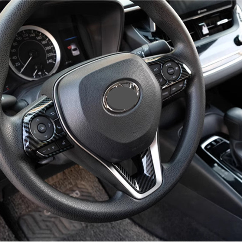 Carbon Fiber Steering Wheel Decor Frame Trim 3PCS for Corolla 2019-2024 v