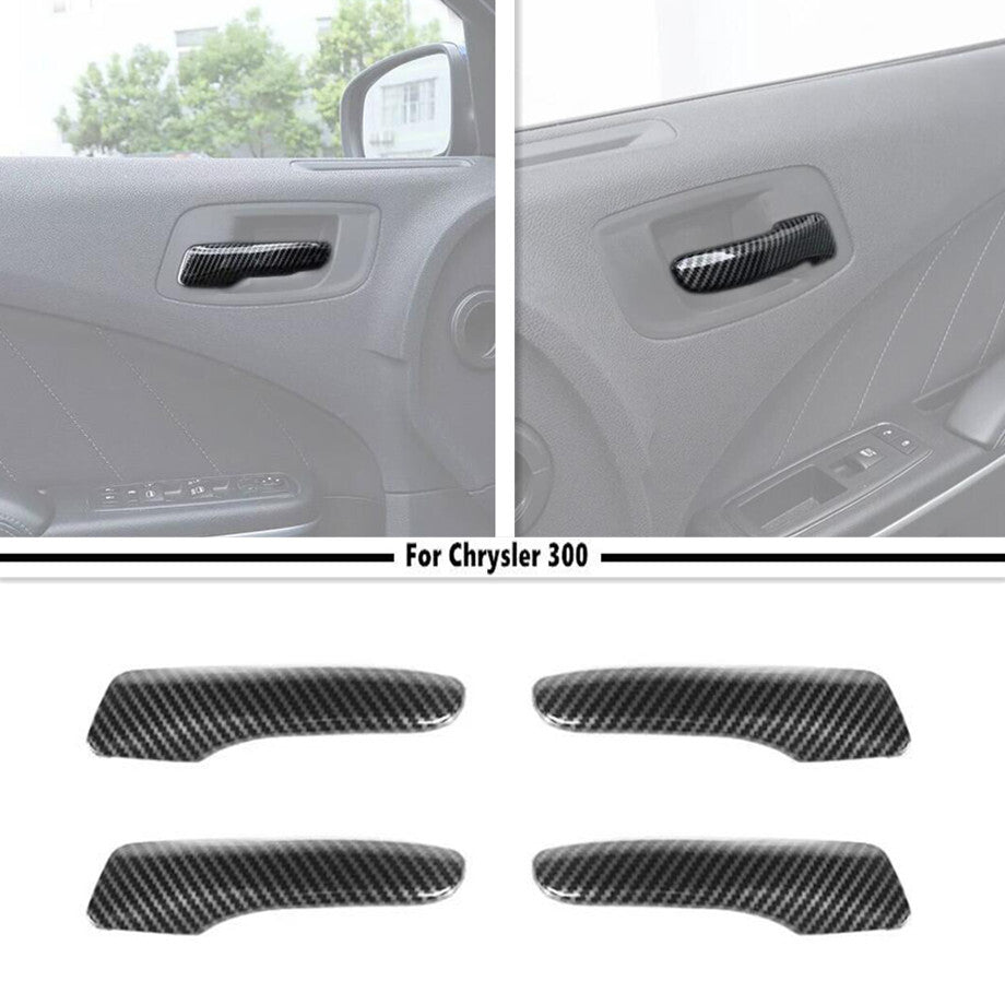 For 11-23 for Chrysler 300/Charger Carbon Fiber Inner Door Handle Cover Trim Strips v