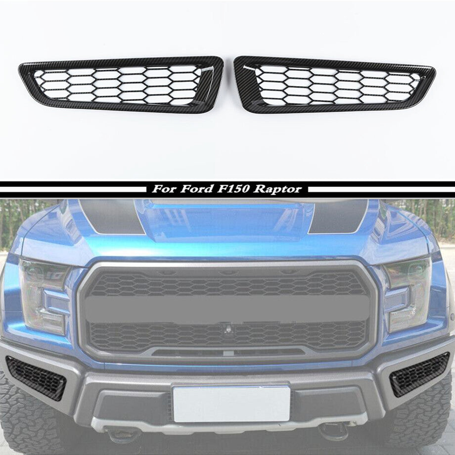 Carbon fiber front bumper fog light ventilation honeycomb trim 2P for 17-20 for Ford F150