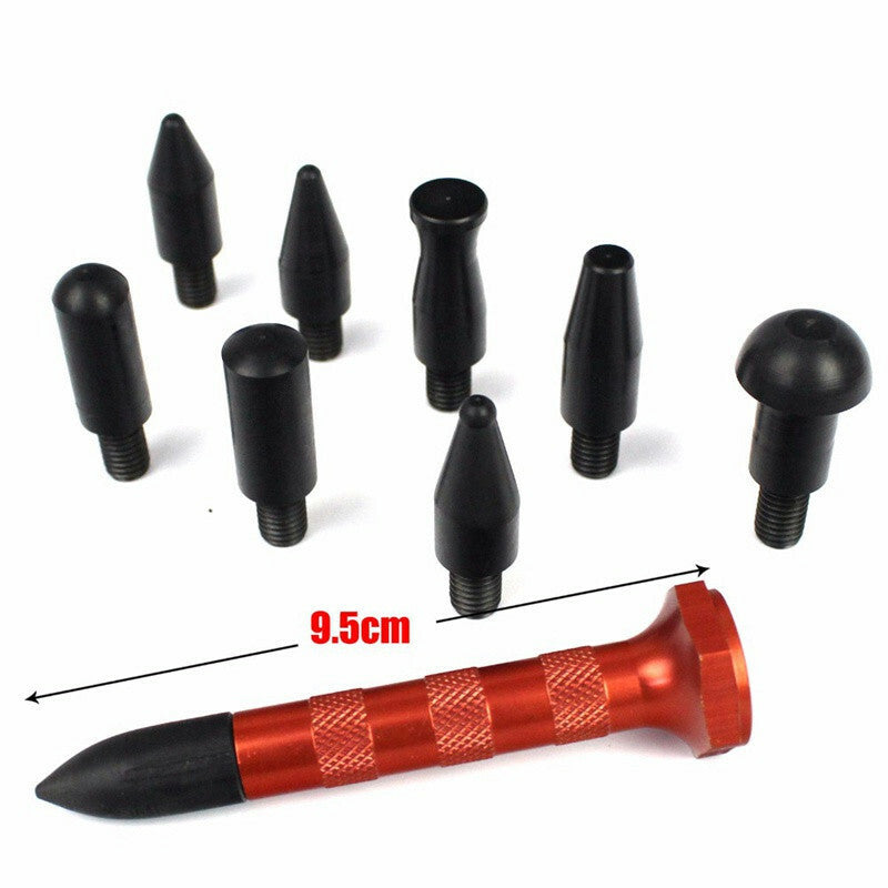 Car Bady Dent Repair Hail Removal Tap Down Pen 9 Head Rubber Hammer Tool Set Kit