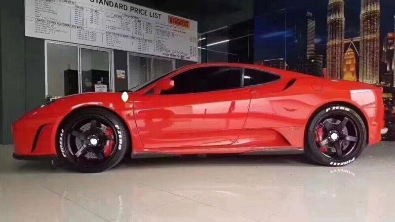 carbon fiber side skirts suitable for Ferrari F430 2004-2009 extended wheelbase models.