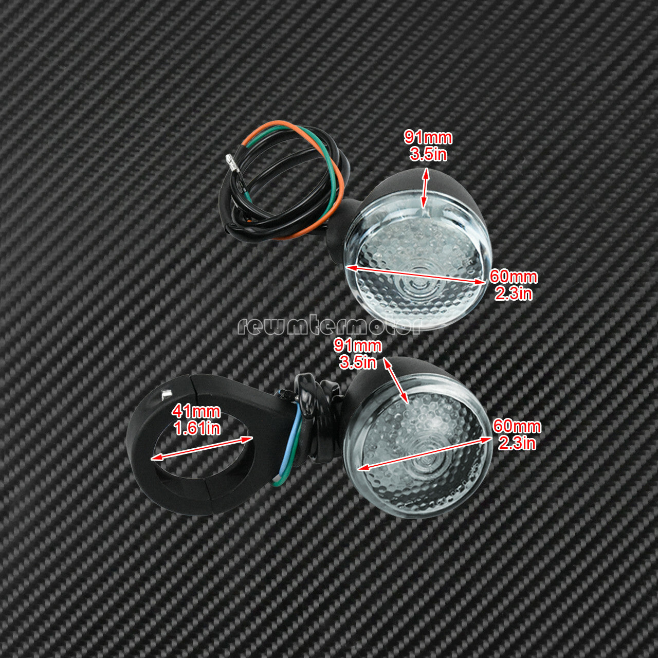 41mm Fork Aluminum Front Rear LED Turn Signal Light w/ Clear Lens Fit for Harley