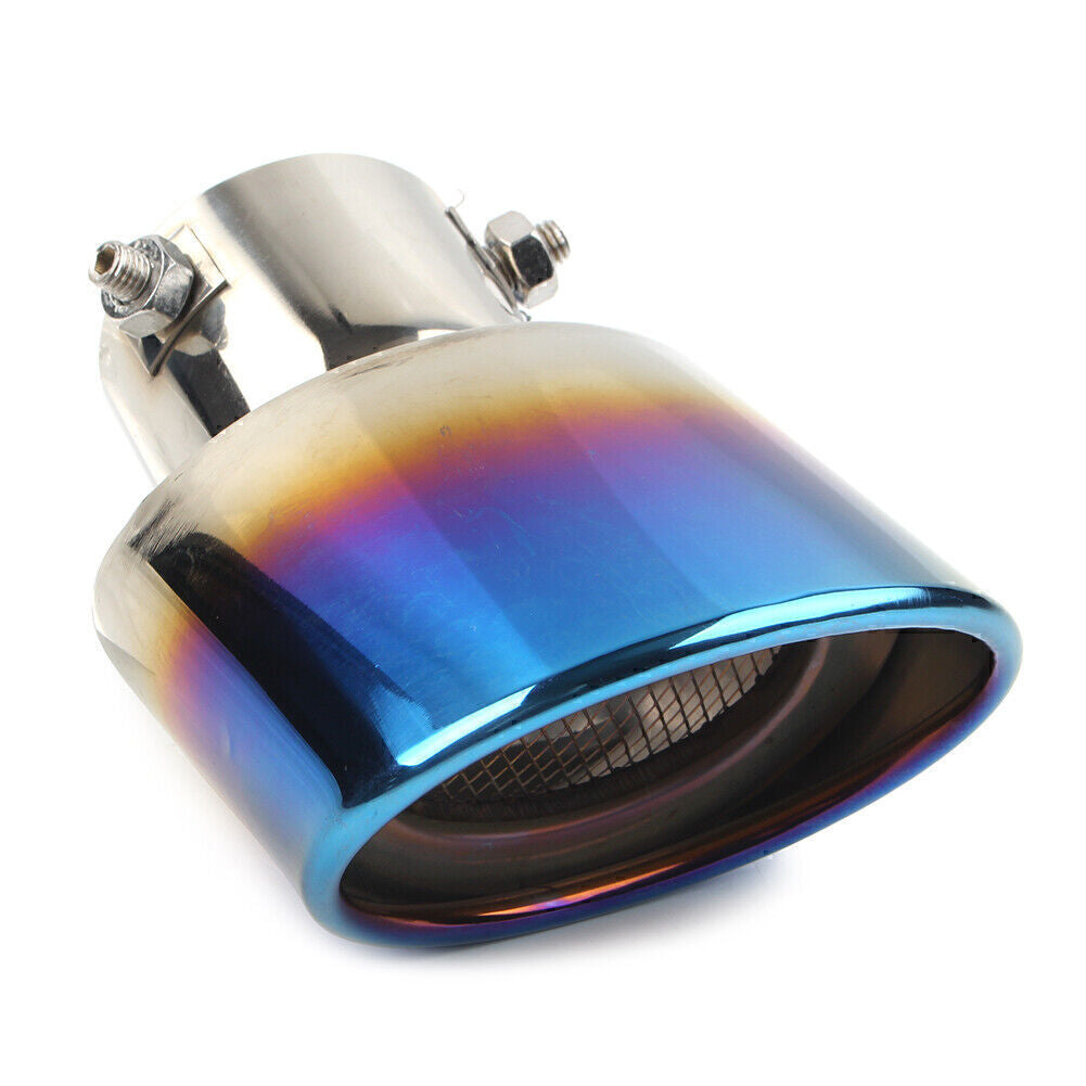 Blue Stainless Steel Car Rear Exhaust Pipe Tail Muffler Tip Round Accessories Q