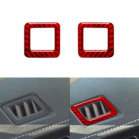 2Pcs Red Carbon Fiber demister Vent Outlet Cover Trim for Toyota for Camry 2012-2014