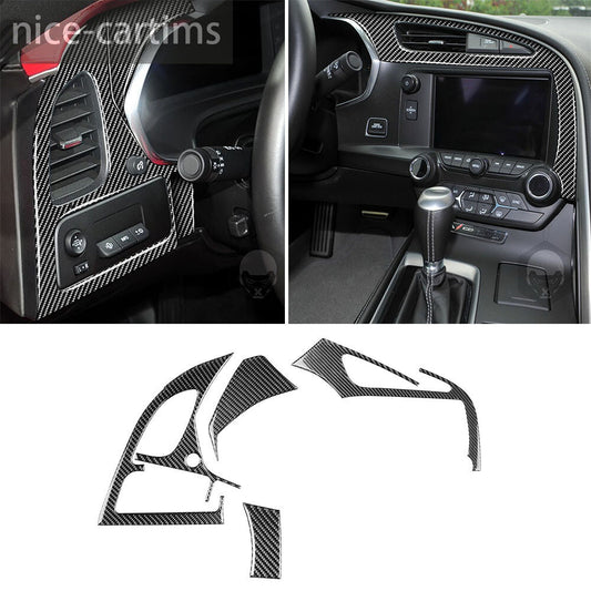 4Pcs Carbon Fiber Dashboard Air Vent Outlet Panel Trim for Corvette C7 2014-2019