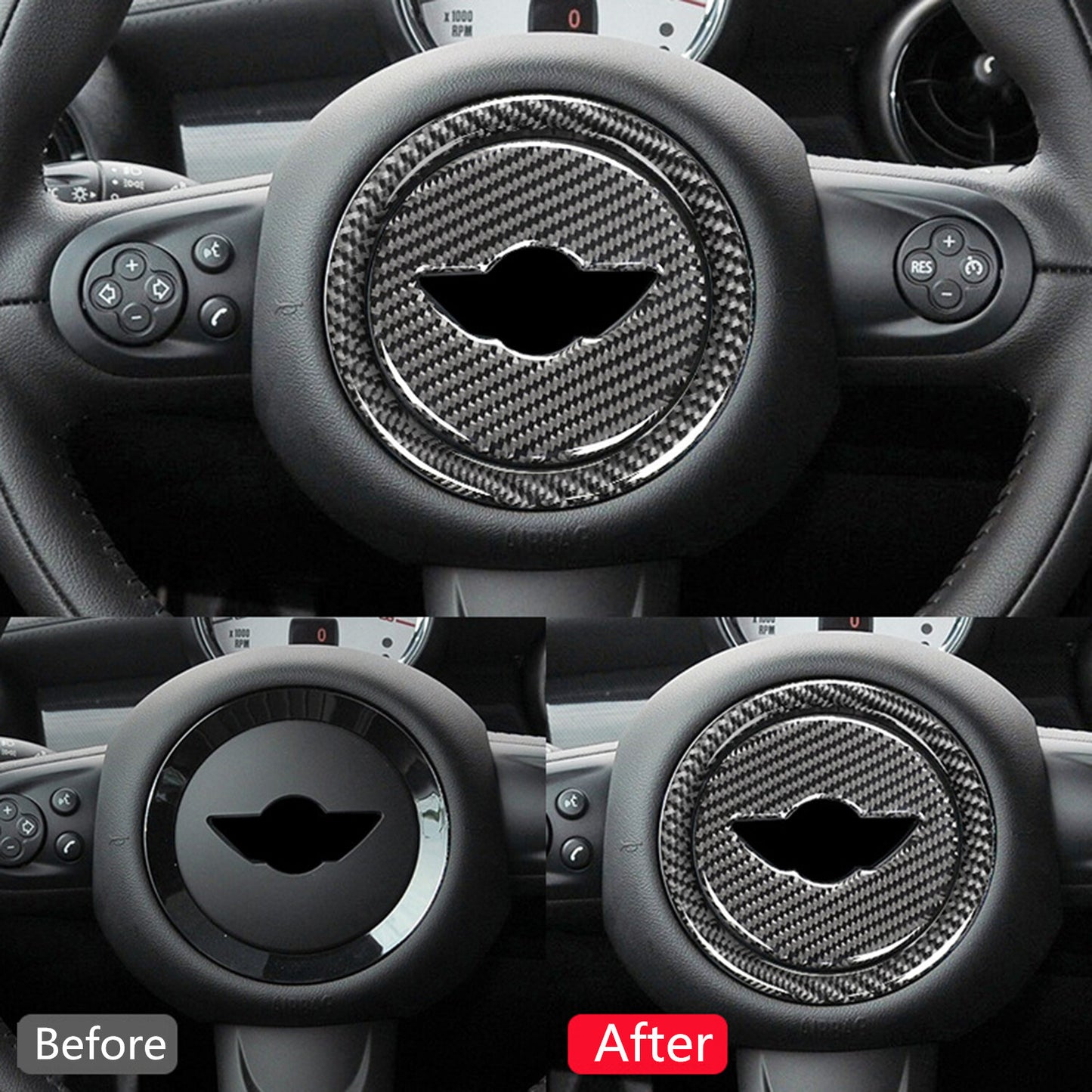 Real Carbon Fiber Steering Wheel Center Cover Trim for BMW for Mini Cooper R55 R56