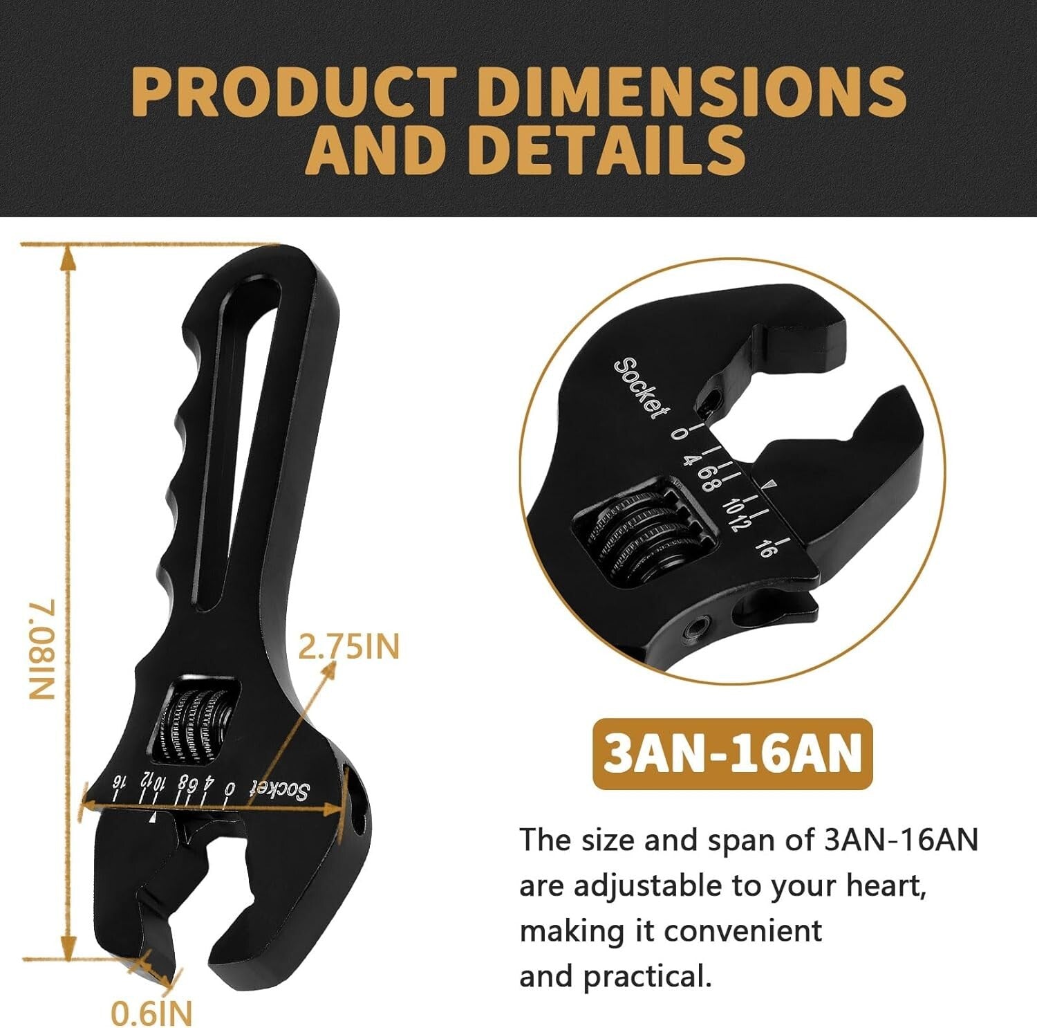 3AN-16AN An Fitting Wrench For An Hose Fitting Adapters Ends Spanner Lightweight