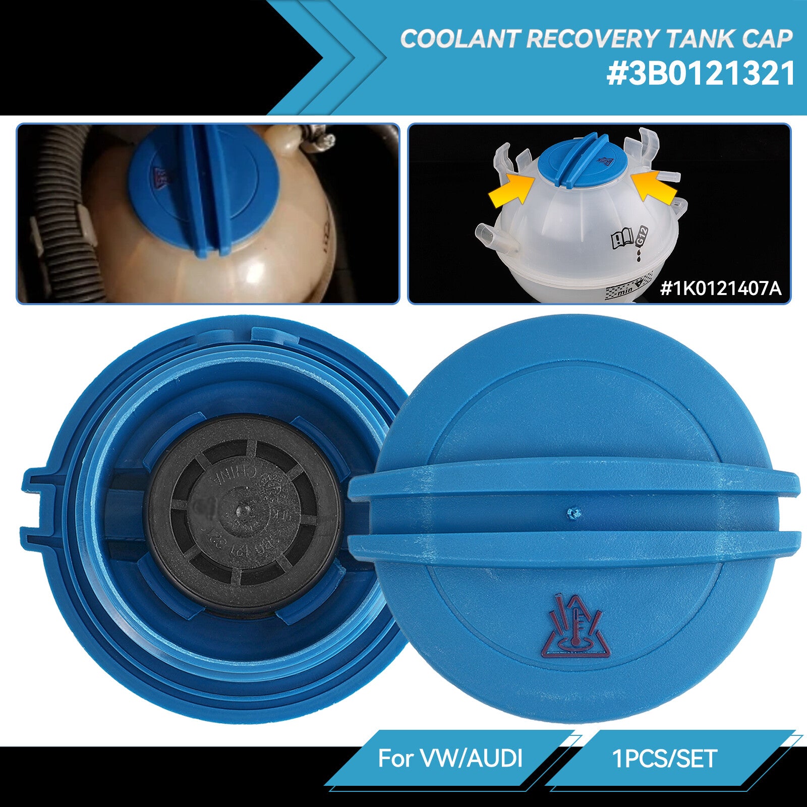 Radiator Water Coolant #3B0121321 Tank Reservoir Cap for VW for Jetta for Golf for Passat B5 Q
