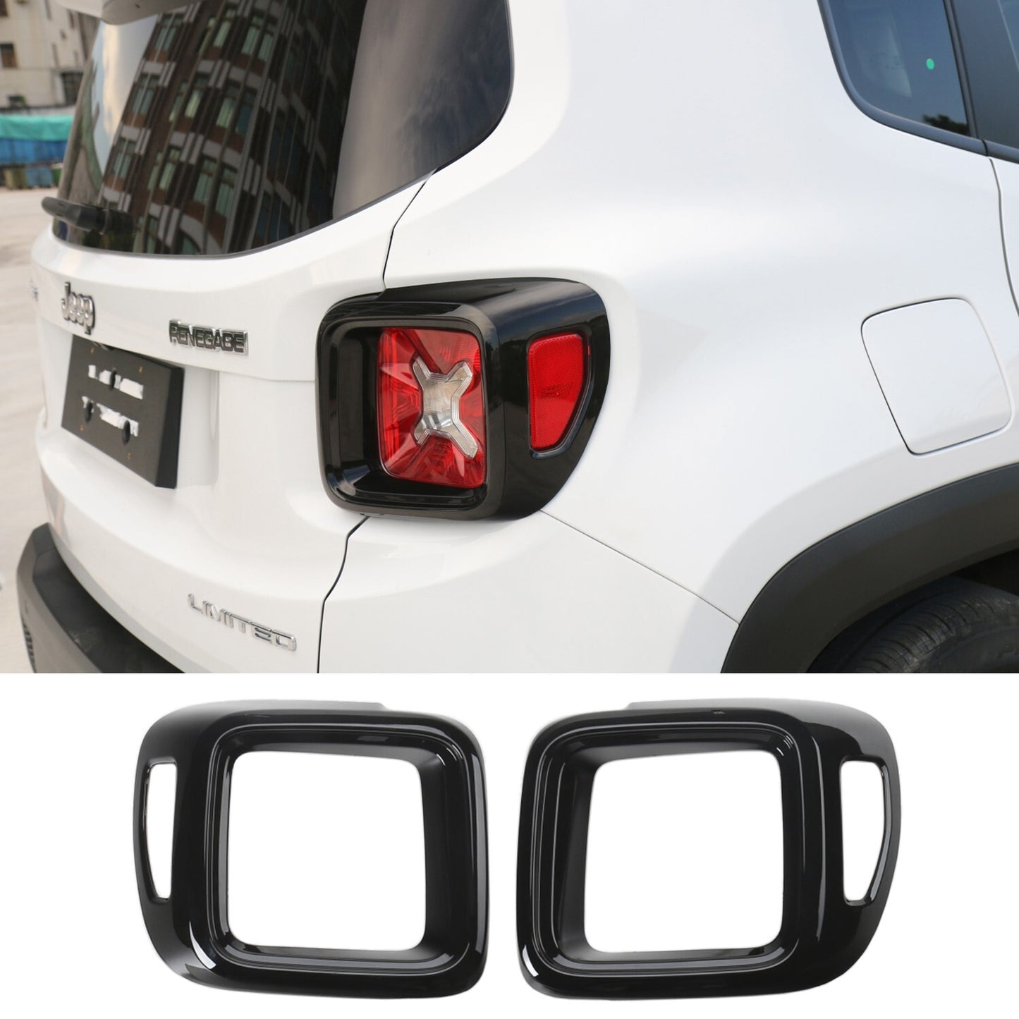 Glossy Black Tail Light Cover Rear Lamp Trm for Jeep Renegade 15-23 Taillight