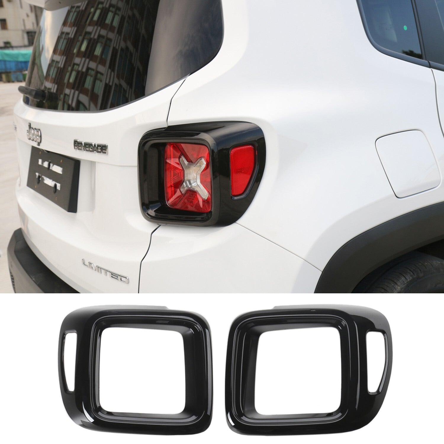 Glossy Black Tail Light Cover Rear Lamp Trm for Jeep Renegade 15-23 Taillight