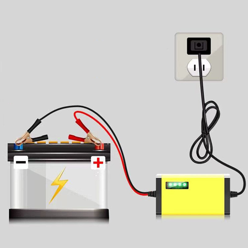 Automatic portable 12V 2-3A car battery charger maintainer suitable for trucks, boats, and motorcycles.