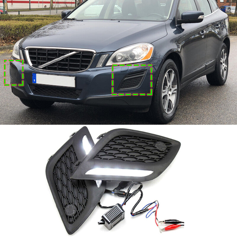 for Volvo XC60 2011 2012-2013 Left Right LED DRL Daytime Light Fog Lamp Pair