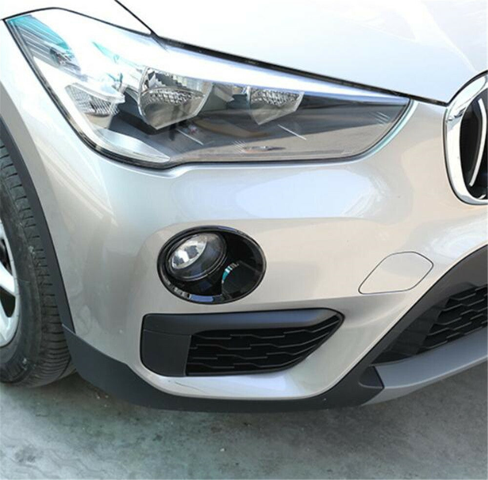 Black ABS Exterior Front Fog Light Lamp Cover Trim Fit for BMW X1 F48 2016-2021