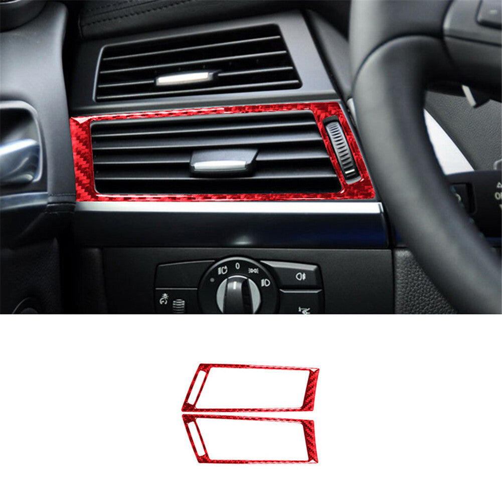 Red carbon fiber vent outlet trim for BMW X5 E70 X6 E71 2008-2013