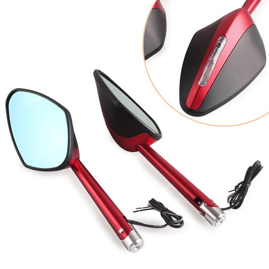 2x Motorcycle Side Rearview Mirror w/ Signal Fit for Honda CBR600RR CBR1000RR XR CB Q