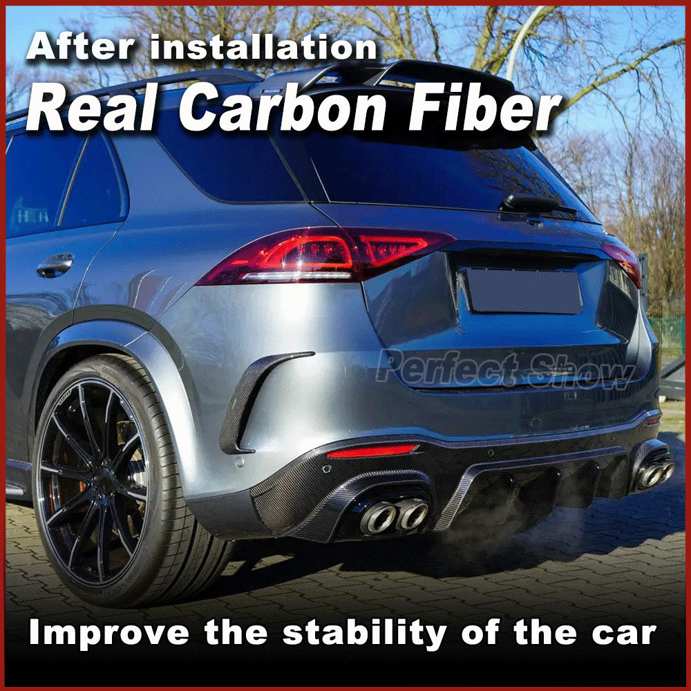 for Benz V167 GLE63 AMG SUV 21+ REAL CARBON Rear Bumper Diffuser Lip Exhaust Tip