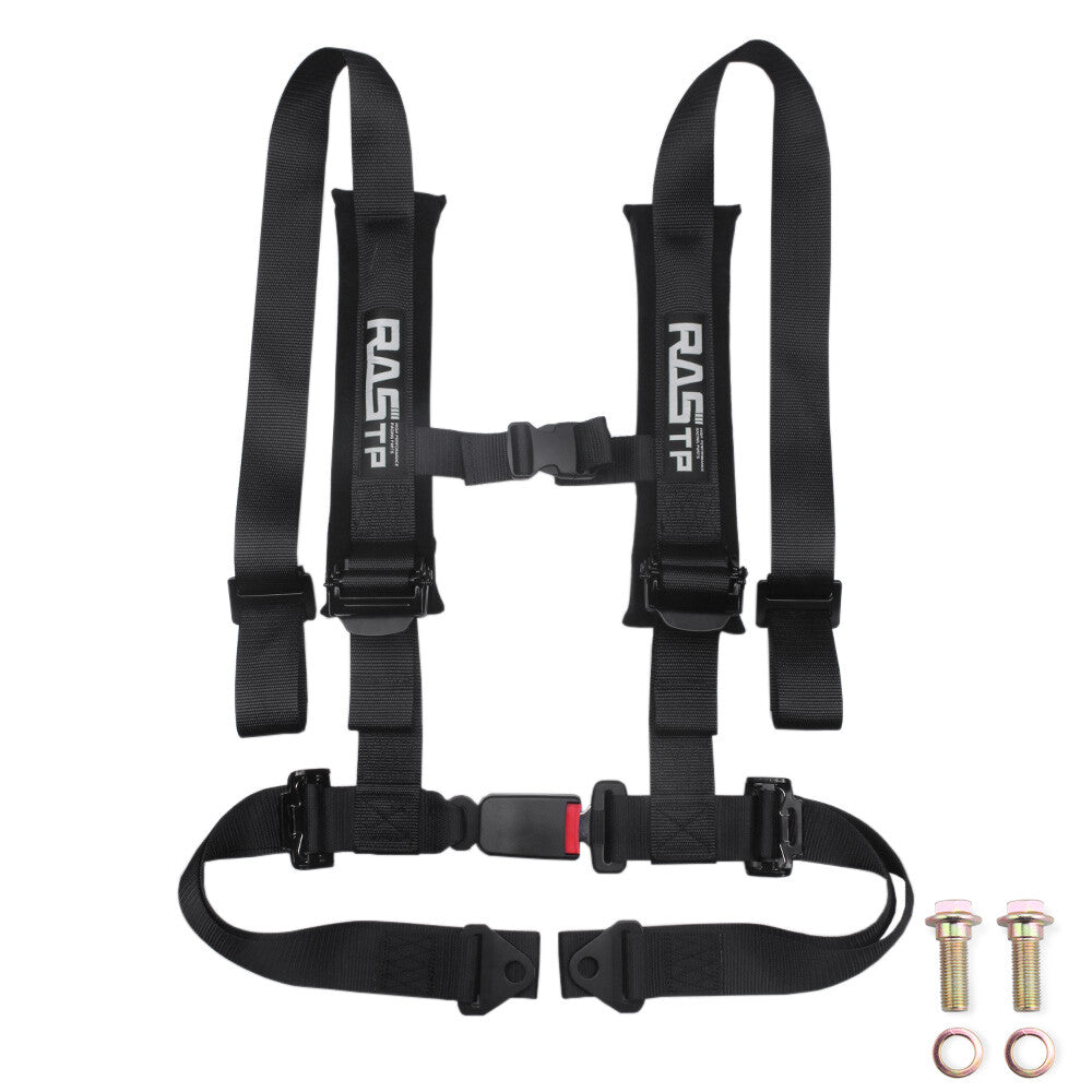 Black Racing 2 4 Point Universal Vehicle Auto Car for Seat Belt Buckle Harness Q