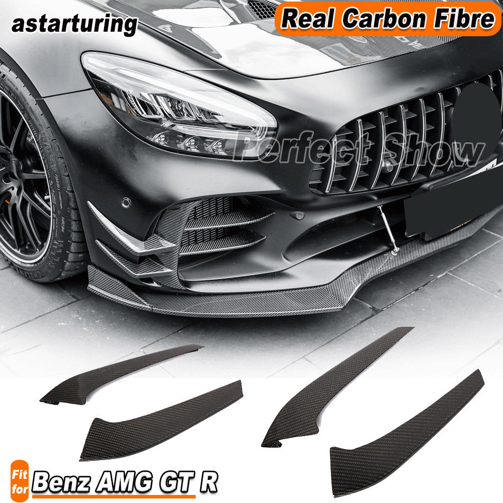 Fit for Mercedes-Benz GT R 16-18 Real Carbon Front Bumper Fins Air Vent Trim
