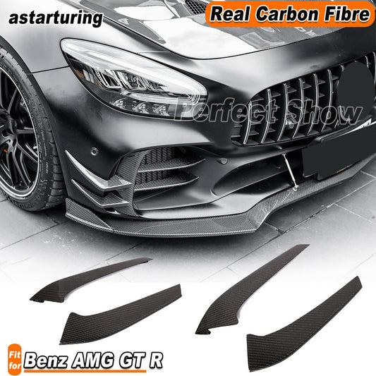 Fit for Mercedes-Benz GT R 16-18 Real Carbon Front Bumper Fins Air Vent Trim