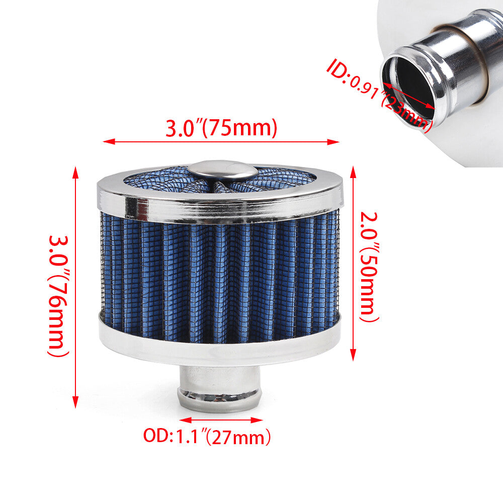 Blue Extra Flow 1 to 1-1/4 Push In Valve Cover Baffled Breather Vent Filter Q