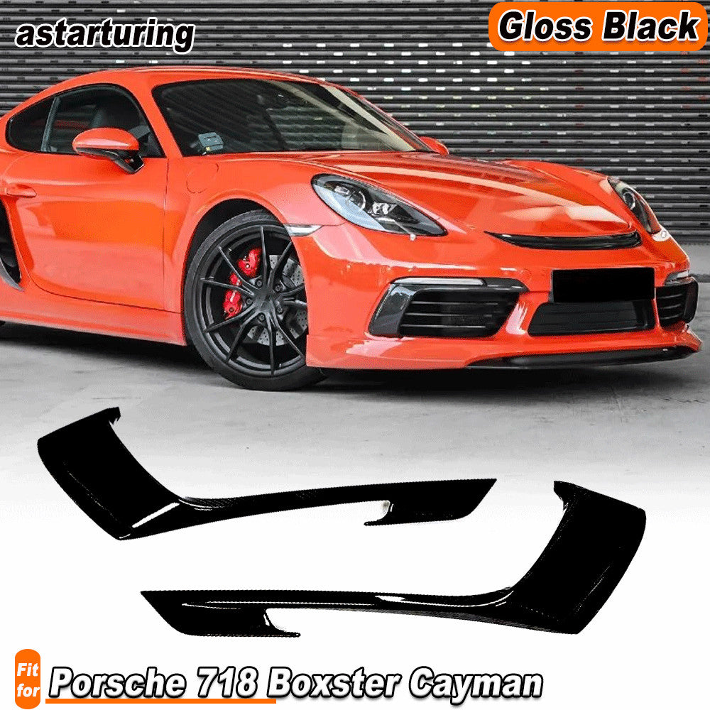 for Porsche 718 Cayman 2016-19 Gloss Black Fog Lamp Fins Splitter Cover