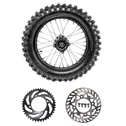 14-inch rear wheel, 90/100-14 tire, rim, rotor. Spocket Pit bicycle, Taodao SSR, 125cc/150cc.