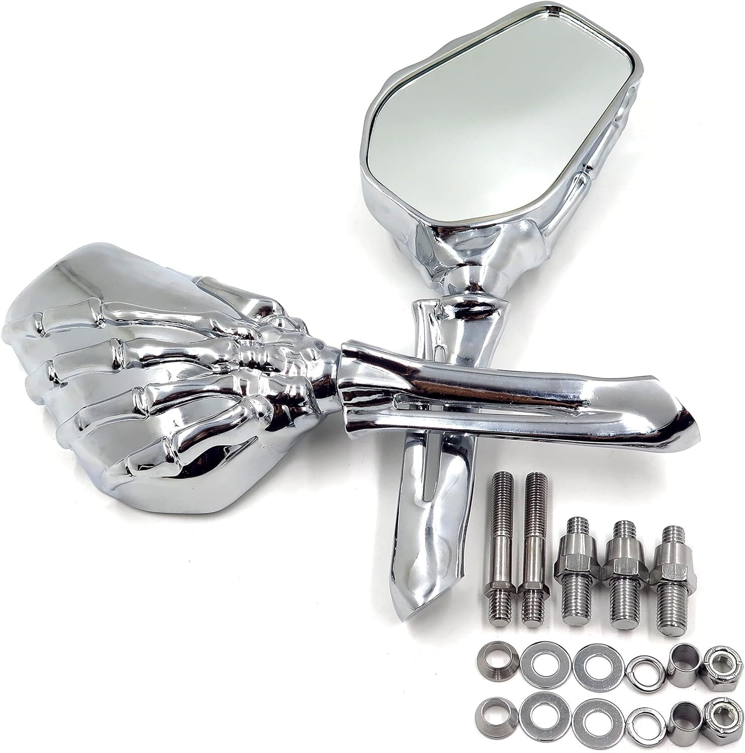Motorcycle Chrome Skull Skeleton Mirrors for Harley Touring Sportster / for Kawasaki