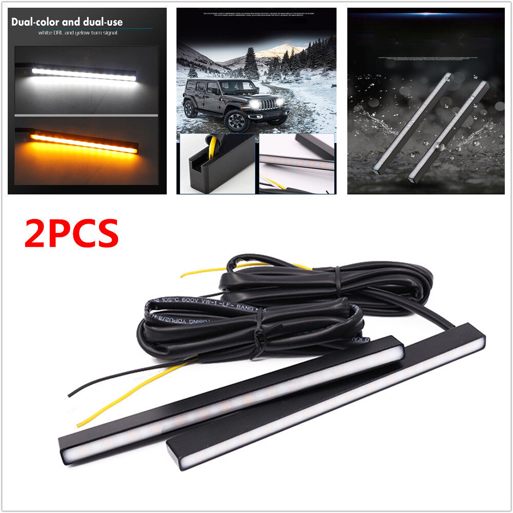 2-Pack -Thin Switch White/Amber LED DRL Daytime Running Lights & Fog Lights n
