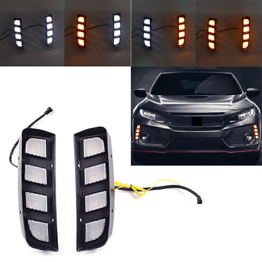 Fit for Honda for Civic 2016-19 TYPE R Daytime Running Fog Light Turn LED DRL bi-colour