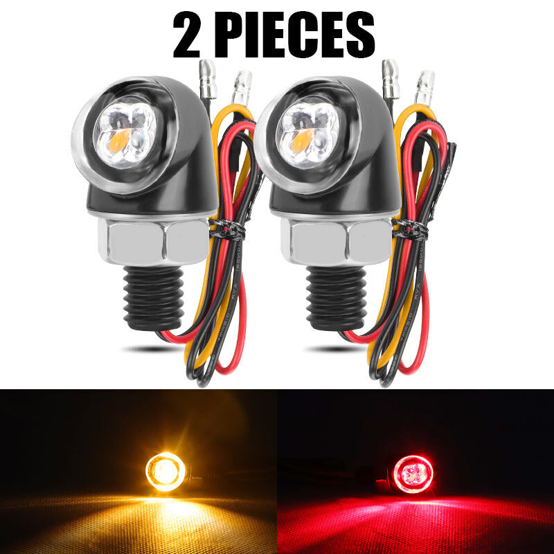 2X for Mini LED Tail Motorcycle Turn Signal Indicator Brake Light Lamp 12V Red/Amber