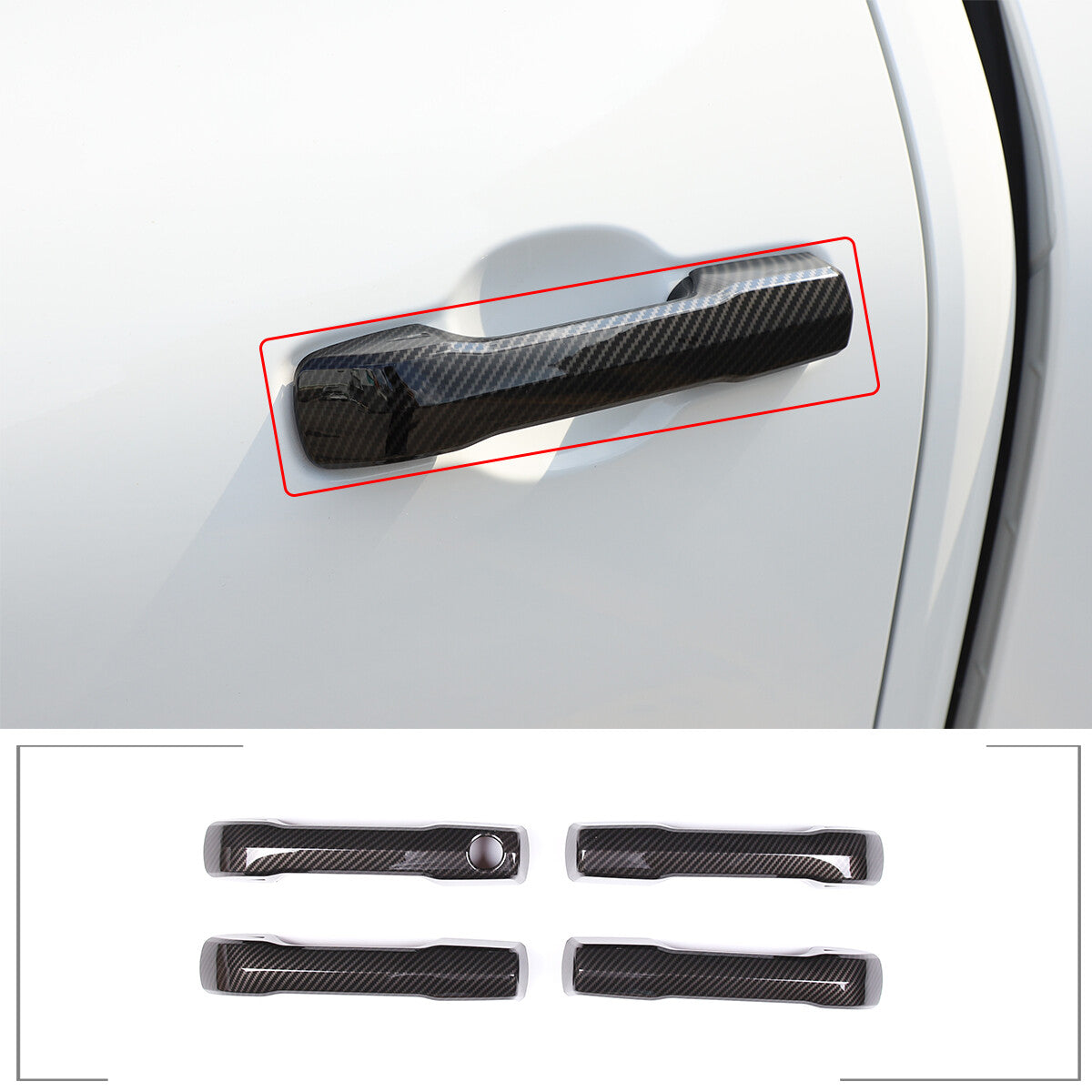 2pcs Door Handle Cover Trim Carbon Fiber for Mustang 2004-2014 Outdoor- v