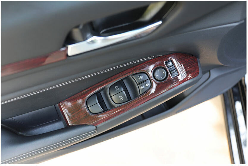 Glass Window Lifting Lock Panel Trim for Nissan Altima 2019-2022 Red Wood Grain
