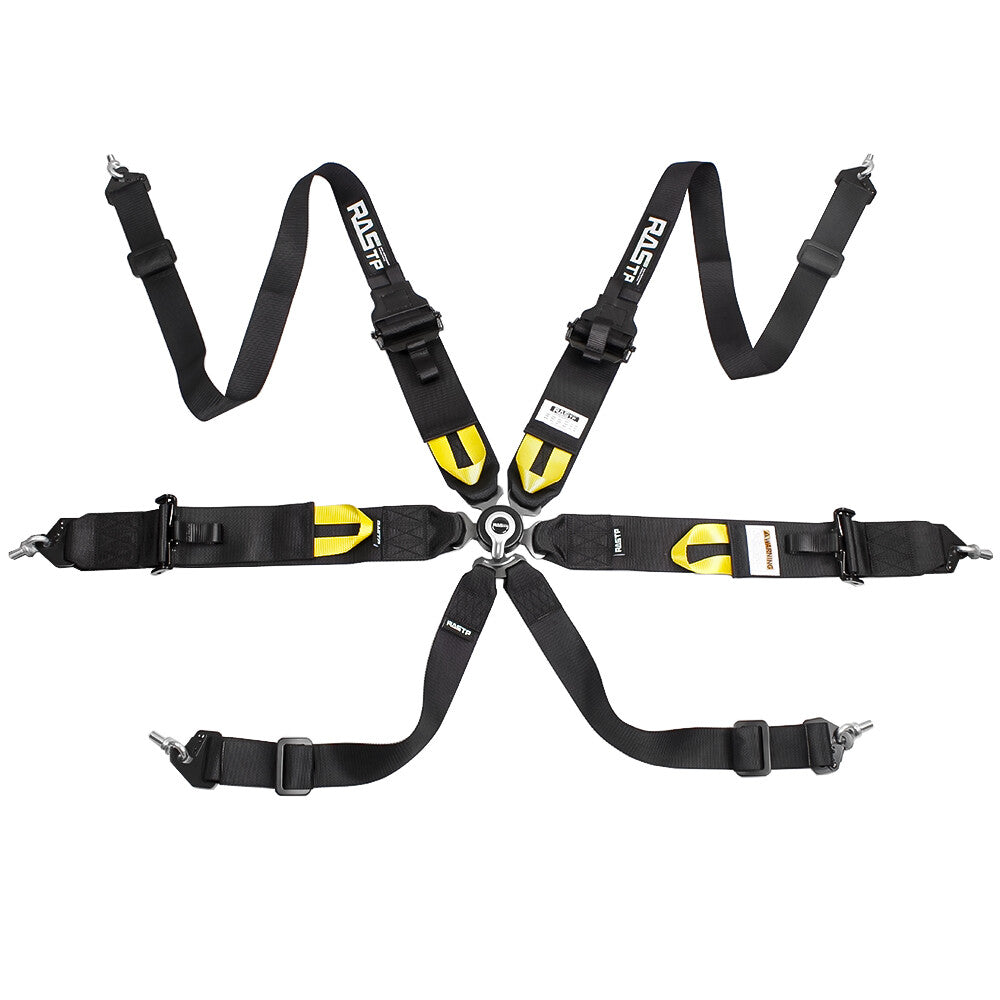 New Black RASTP 2 + 3 6-Point for Seat Belt Retractable for Seat Belts Universal Q
