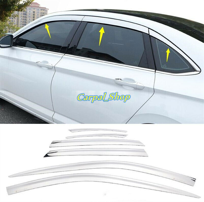 for VW for Jetta Mk7 2019 2020 Chrome Window Visor Vent Shades Sun Rain Guard 6Pcs n