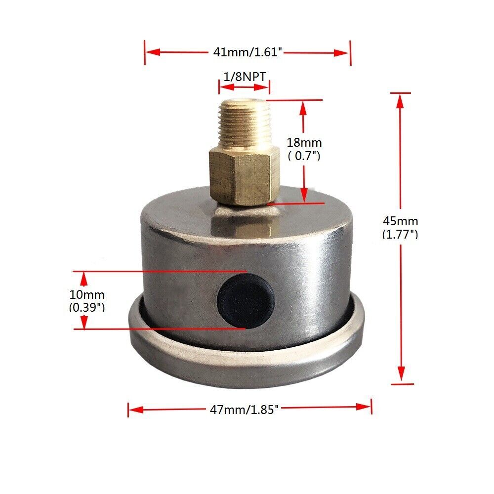 0-160psi Liquid Fill Fuel Pressure Regulator Instrument Kit 1/8 NPT Connector Adapter n