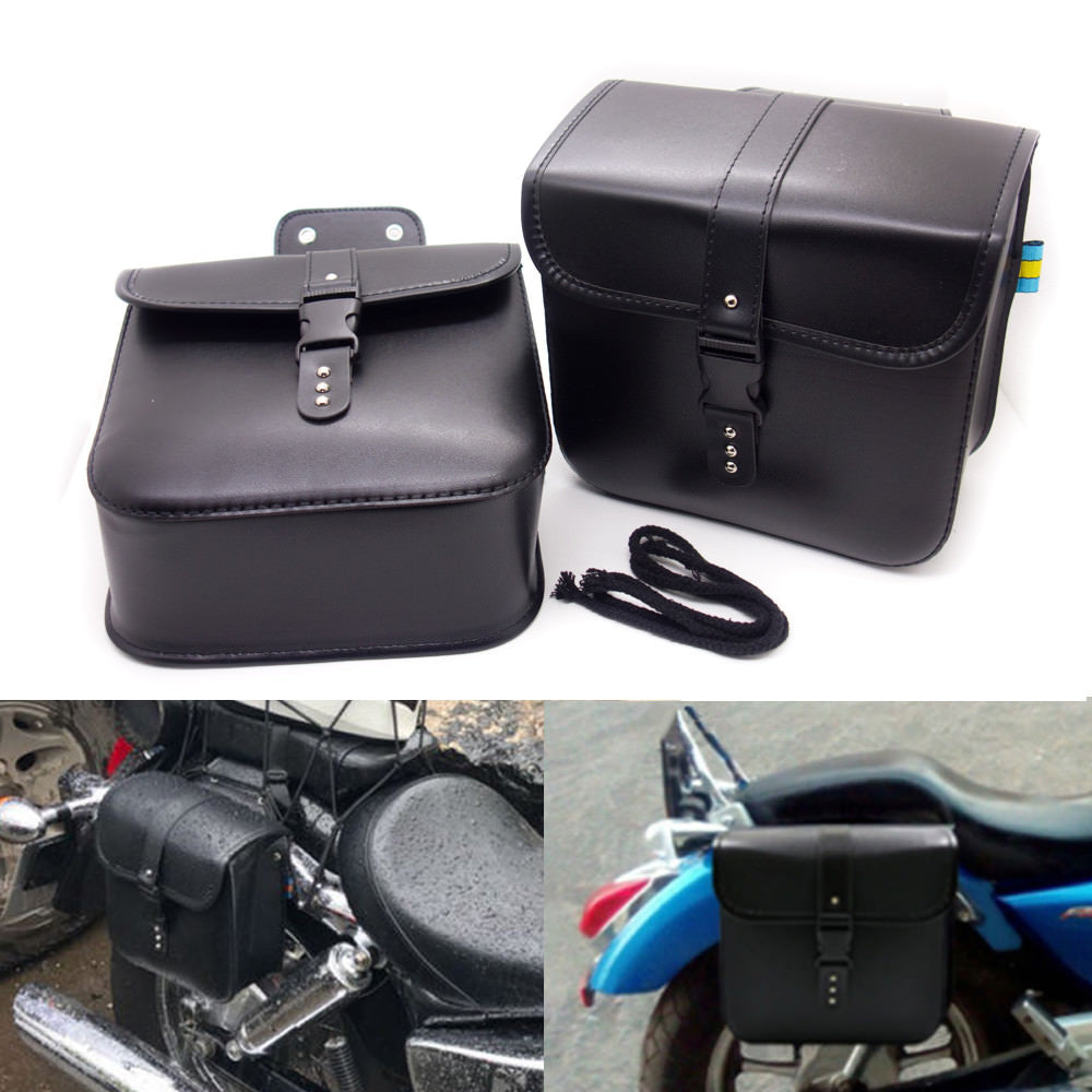 Motorcycle Black PU Leather Saddlebags Saddle Bags Pouch Bag for Harley for Honda Q