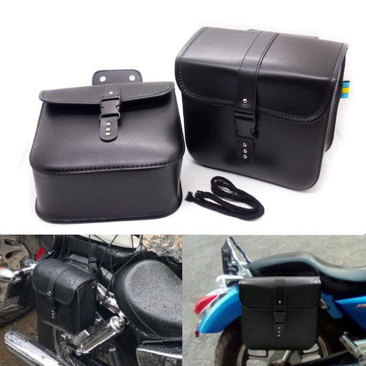 Motorcycle Black PU Leather Saddlebags Saddle Bags Pouch Bag for Harley for Honda Q