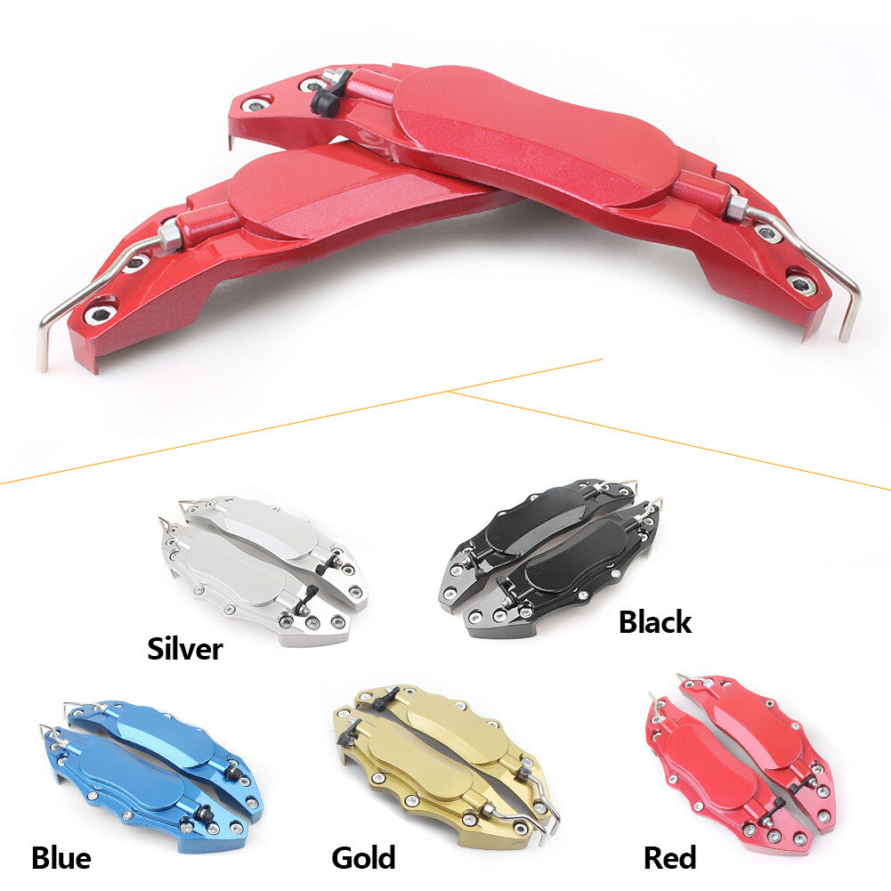 2-Piece Universal 3D Metal Brake Caliper Covers for Cars, Medium Size, Red, Blue, Gold, Silver, Black Q