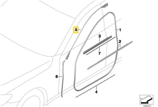 One front right door rubber seal for F01, F02, 740i, 750i, 740Li, 750Li n
