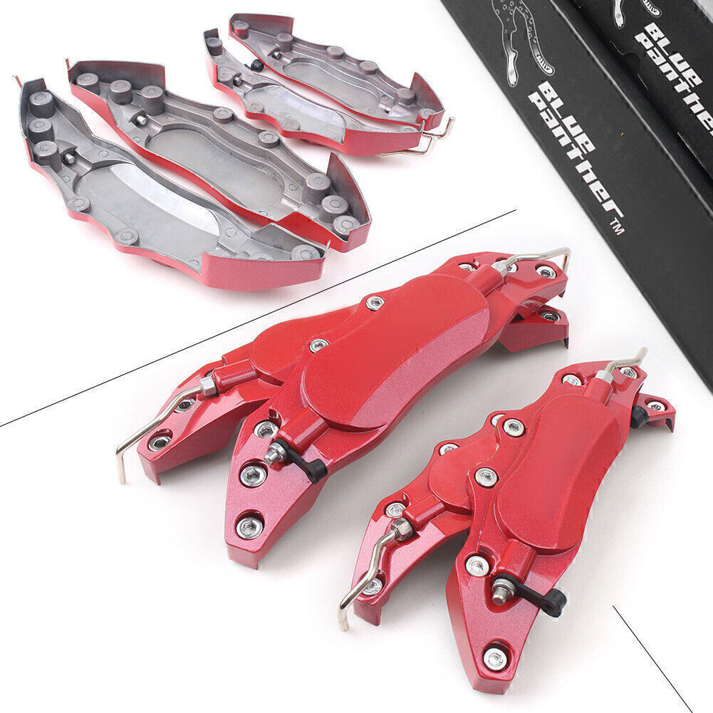 4pcs Car 3D Metal Brake Caliper Covers Universal Front &Rear Large+Medium Red Q